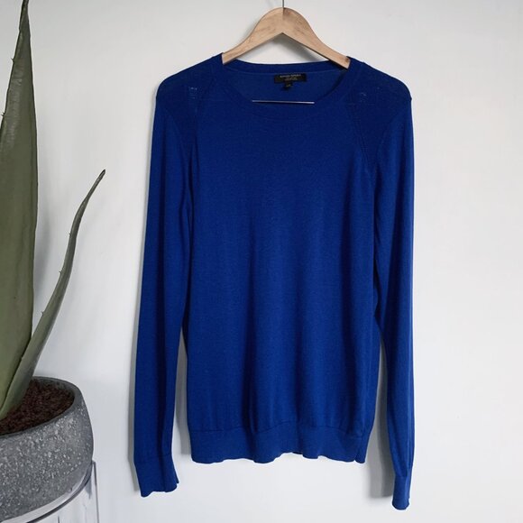 Banana Republic Silk Cotton Crew-Neck Sweater Royal Bue - Picture 2 of 5